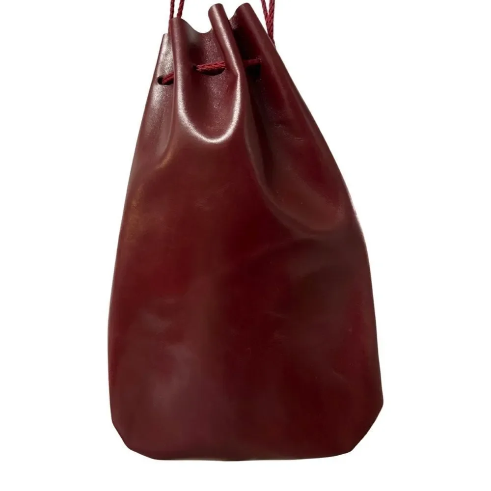 Vintage Rare Gucci Burgundy Red Leather Drawstring Pouch